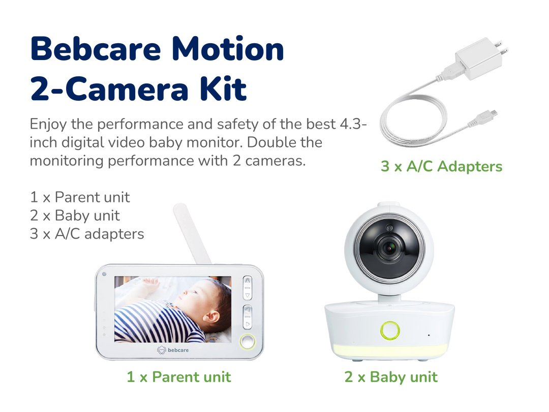 Bebcare Motion Multi Camera Baby Monitor (2-Camera Kit) | Split Screen Baby Monitor