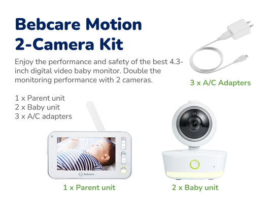 Bebcare Motion Multi Camera Baby Monitor (2-Camera Kit) | Split Screen Baby Monitor