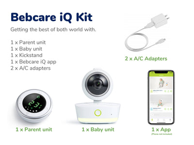 What's included - Bebcare iQ Smart Baby Monitor without Bebcare Mat baby sensor mat