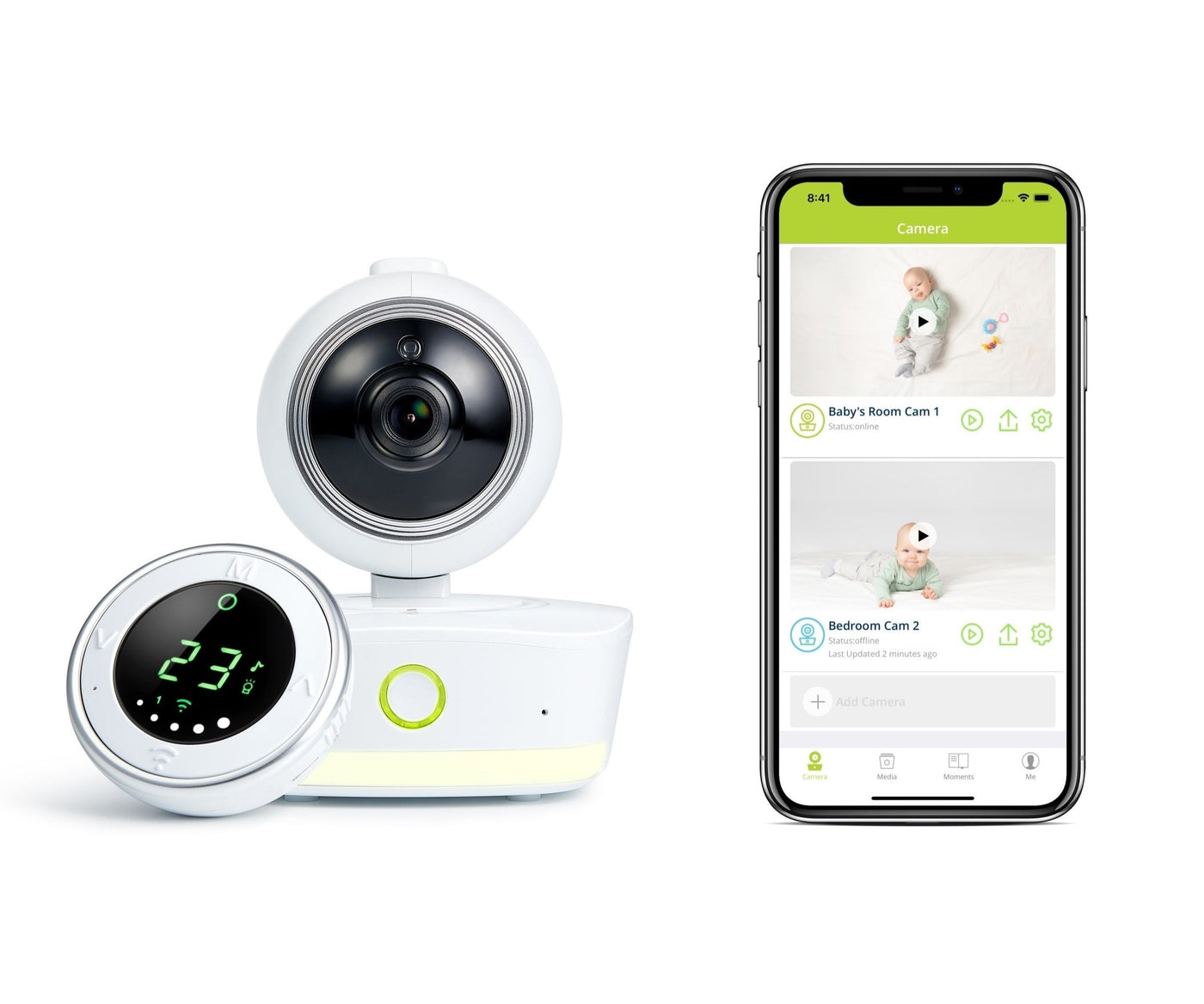 Bebcare iQ - Smart HD Baby Monitor: Full HD 1080p Video, Pan-and-Tilt, Temperature Sensor, Motion and Sound Alert, Stand-Alone Audio Monitor Unit